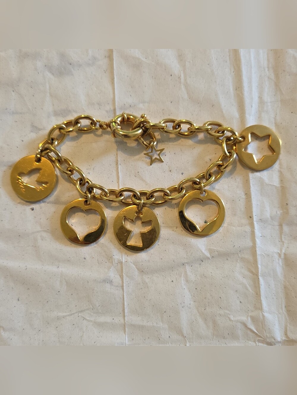 Vintage Avon Gold Tone Cable Chain Charm Bracelet 7.5in Toggle Clasp